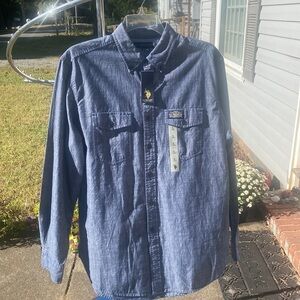 US Polo Assn Men’s Button Down Blue Dress Shirt Size Large New With Tags!